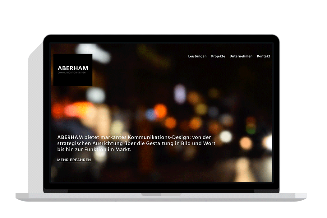 Webdesign und Webdevelopement für Aberham Communication Design aus Düsseldorf